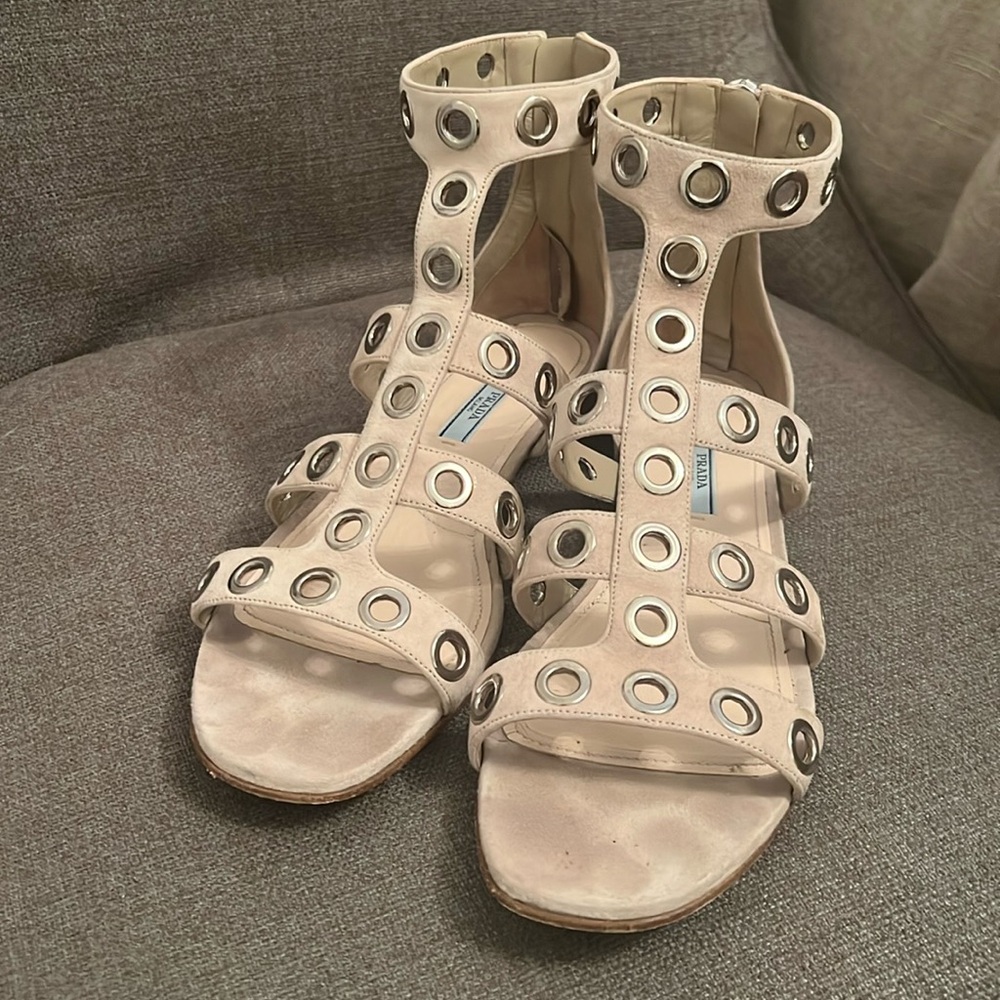 Prada Beige and silver sandals